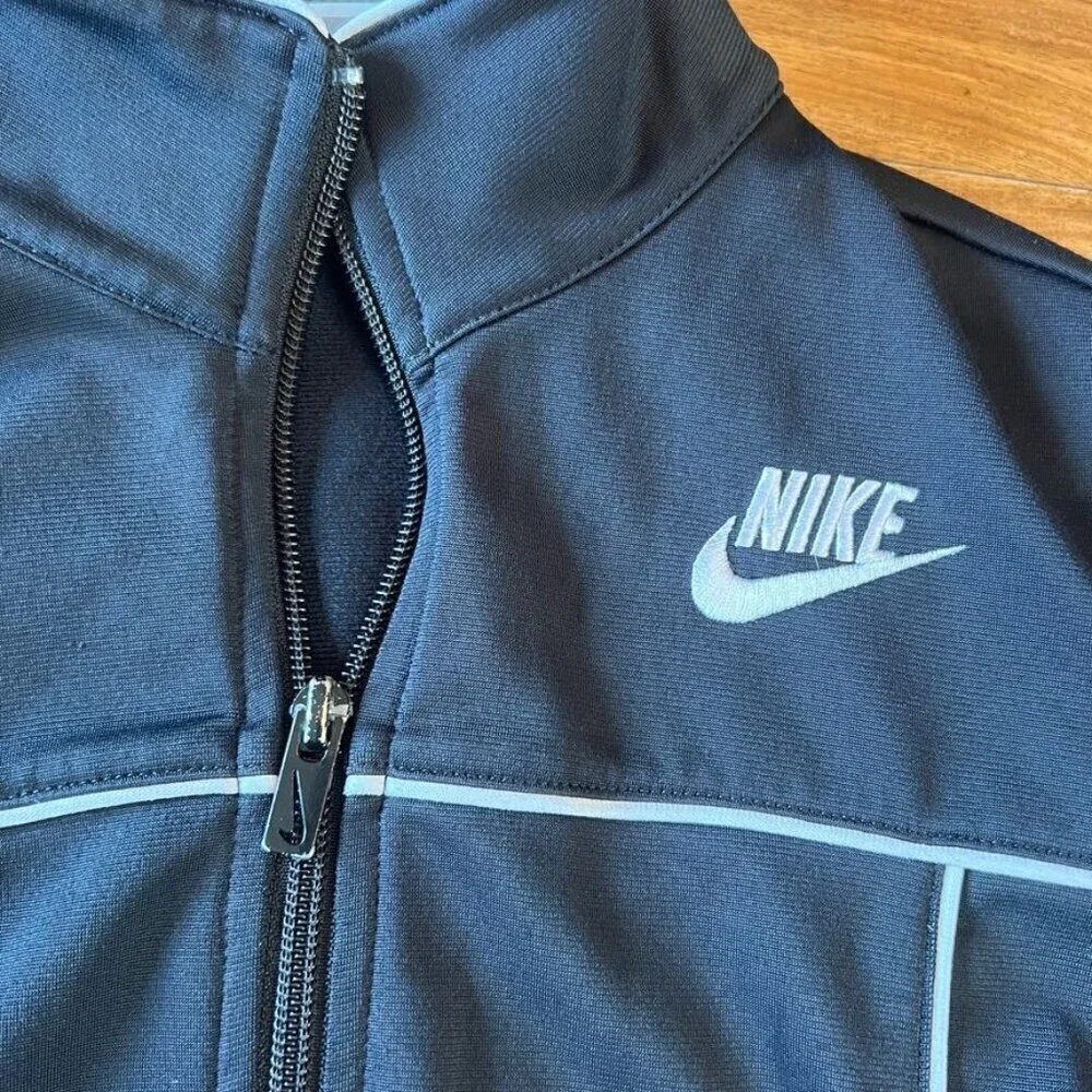 Nike Black & White Youth Track Jacket Front Zip Closure